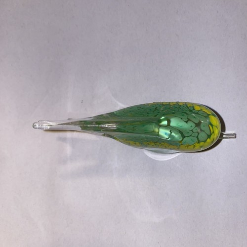 Green Yellow Angel Fish Clear Art Glass Paperweight - Picture 6 of 10