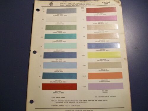 1959 Pontiac car colors Paint Chips set -PPG Ditzler - Picture 1 of 1
