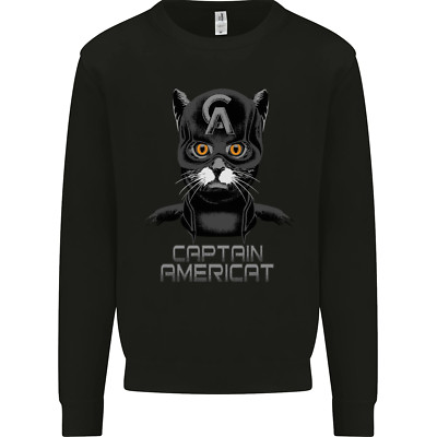Captain Americat Funny Superhero Cat Mens Sweatshirt Jumper