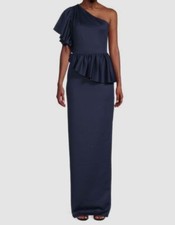  525 Black Halo Eve by Laurel Berman Women's Blue One Shoulder Gown Dress Size 2