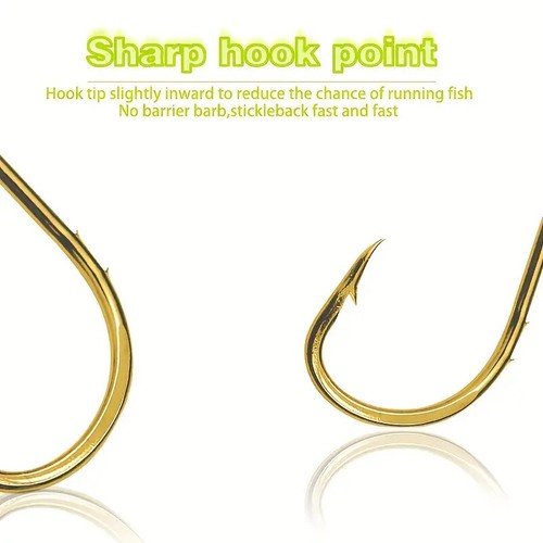 100 Hooks Size 1-4/0 Gold Carbon Steel Octopus Fishing Lure Bait Hooks Sharpened - Picture 8 of 33