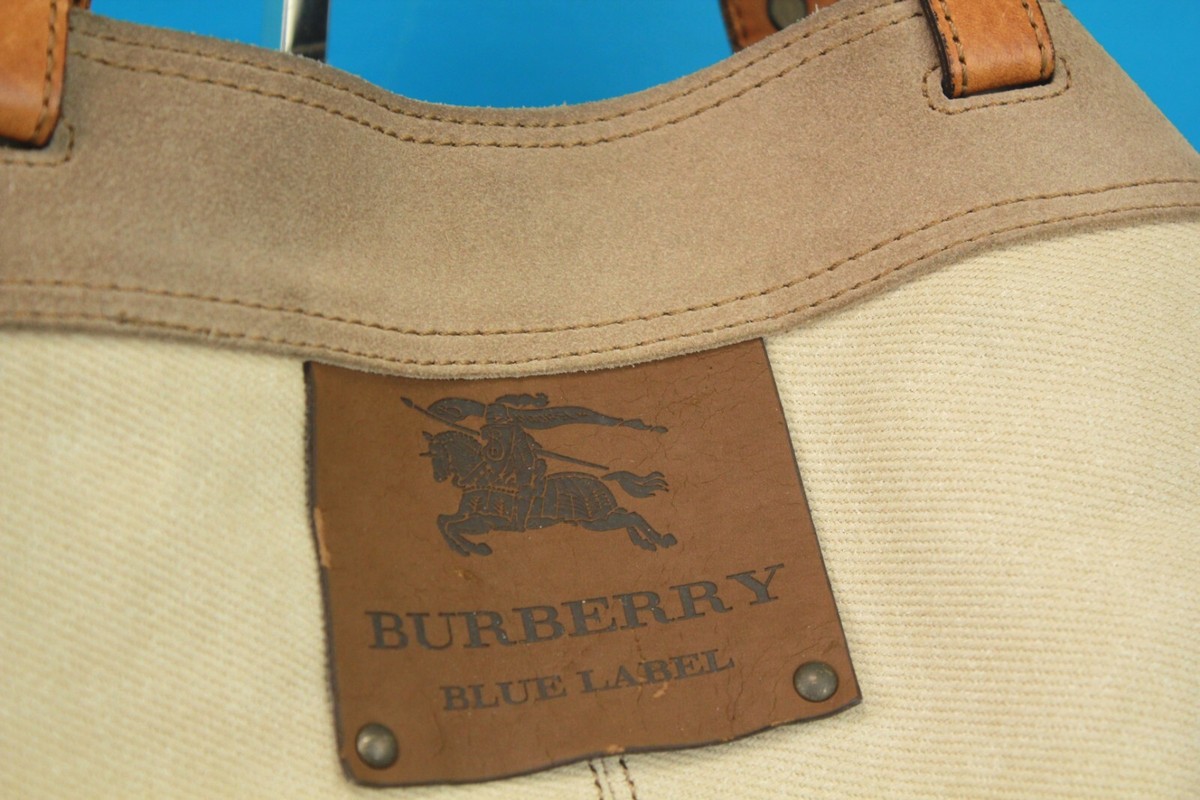 BURBERRY BLUE LABEL雑誌多数掲載カッコいいブーティ極美品 BURBERRY BLUE LABEL Canvas & Leather Tote Hand Bag Shoulder