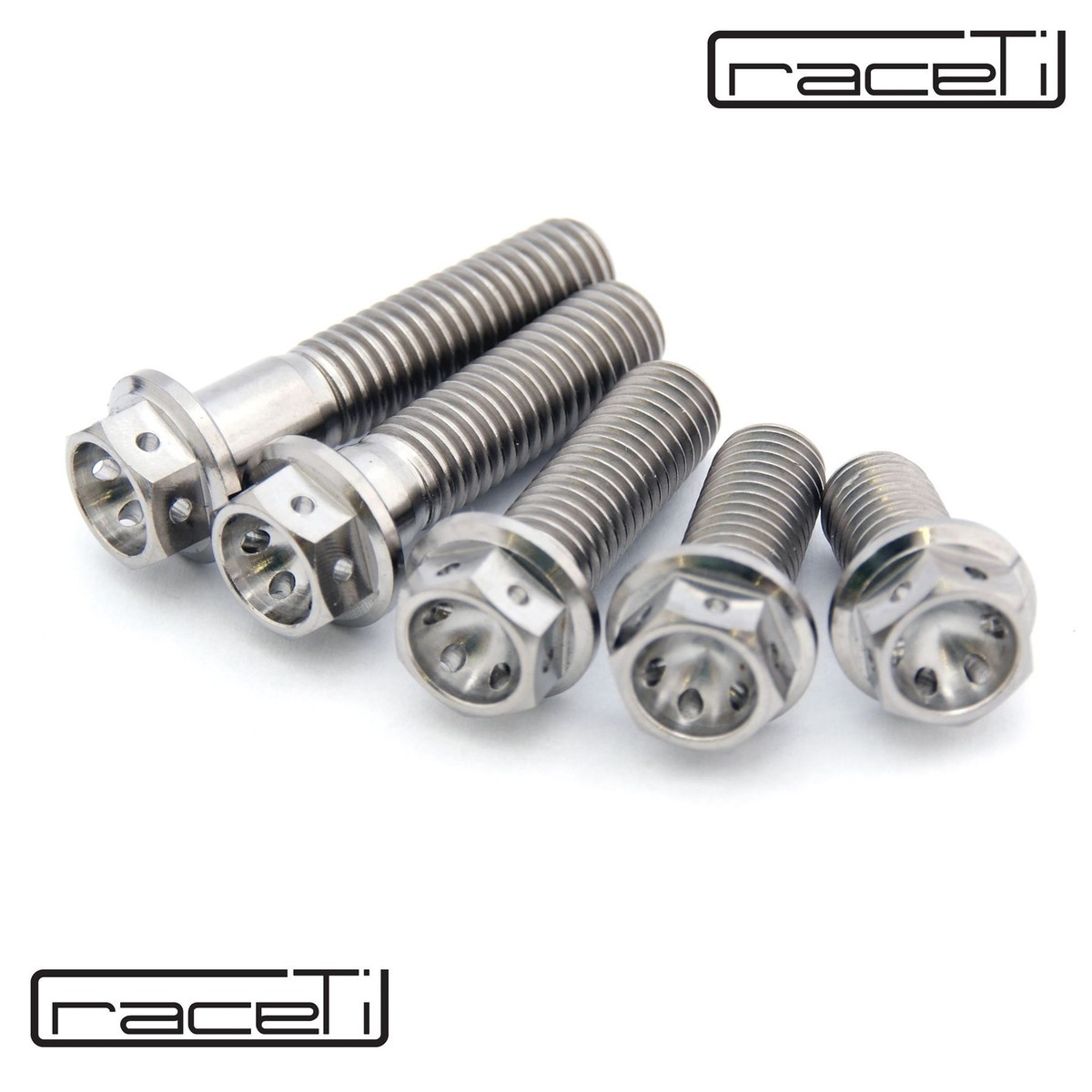 M8 Titanium Bolt 20mm Hex Head RACE flange Drilled lock Safety