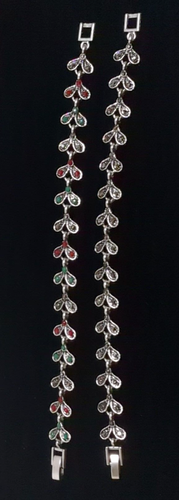 2 Twin Butterfly Tennis Bracelets 7" Silver Tone Multicolor Costume Jewelry - Picture 3 of 13