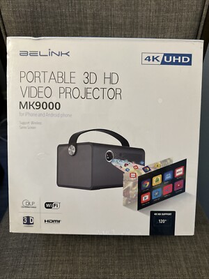 Portable  HD Video projector MK9000 Belink 4K android New in Box