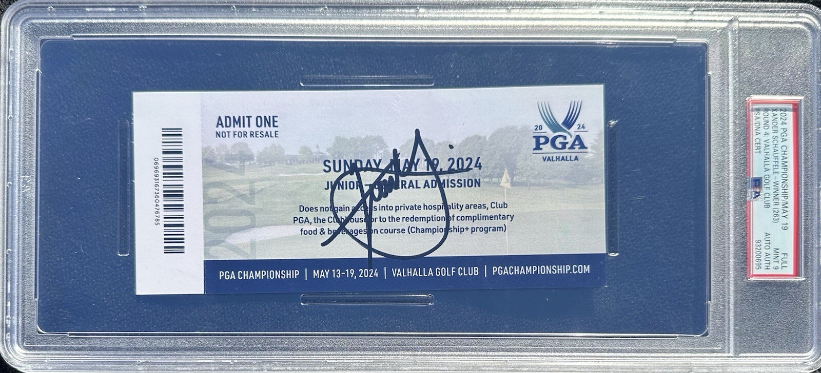Xander Schauffele Autographed Signed 2024 PGA CHAMPIONSHIP GOLF VALHALLA RD 4 TICKET PSA/DNA 