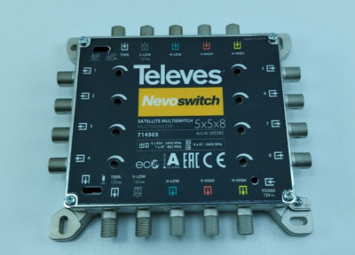 Televes 5x5x8 F Terminal Cascade Nevoswitch and Power Supply (714503)