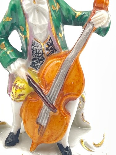 Antique Musician Chelsea Piano and Cello Player Pair 2 Porcelain Figurine - Picture 15 of 20