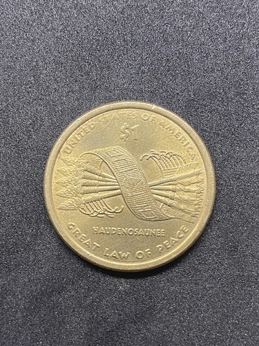 2010-D $1 Great Law of Peace Native American Dollar Coin US Sacagawea Gold Color - Picture 2 of 6