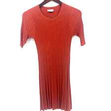 Cooperative Dress Womens Extra Small XS Red Ribbed Mini Short Sleeve Quiet Lux