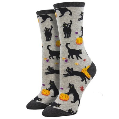 Socksmith Women's Crew Socks Black Cats Halloween Fun Footwear
