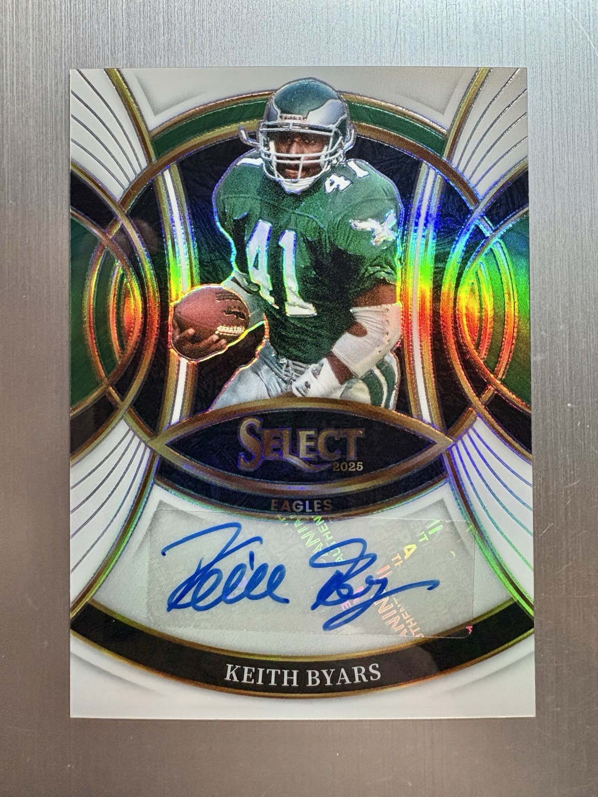Keith Byars 2025 Panini Select Signatures Auto #SP-KBS White Prizm #d /35 Eagles