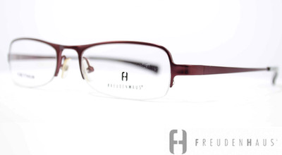 Pure Titanium Brille Freudenhaus Eckig Elegant Halbrand Pearl Red Silk 50 17 130