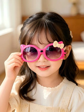 Kids Pink Cat Ear Bow Sunglasses Girls Cute Summer Outdoor Fashion Sun Shades