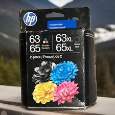HP 63XL/65XL Genuine/Original Inkjet Ink Cartridges 2-Pack BK/Tri-Color 