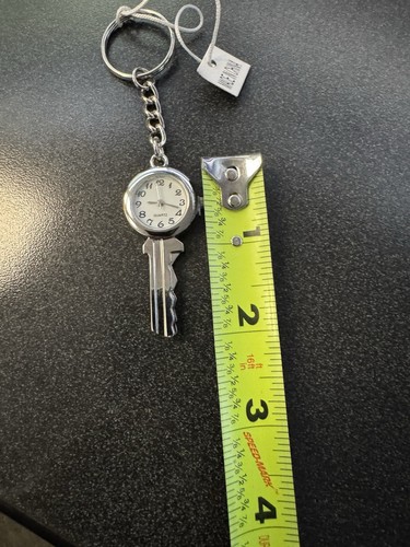 2” Key Shaped Watch/Clock Keychain Japan Movement Silver Tone New! - Picture 3 of 7
