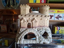 Vintage Old Aquarium 1900s American Terra Cotta Castle Huge 9" Wide  8 1/2" Tall