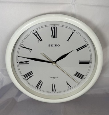 Vintage Seiko Quarz weiße runde Kreis römische Ziffern Wanduhr - 10''