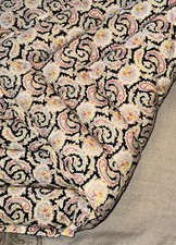 Antique French Eiderdown /Feather Comforter Quilt Paisley Coverlet Throw Blanket