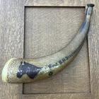 Rare Antique Texas Hunting Powder Horn Captain BH Sinclair William? Horse Relic