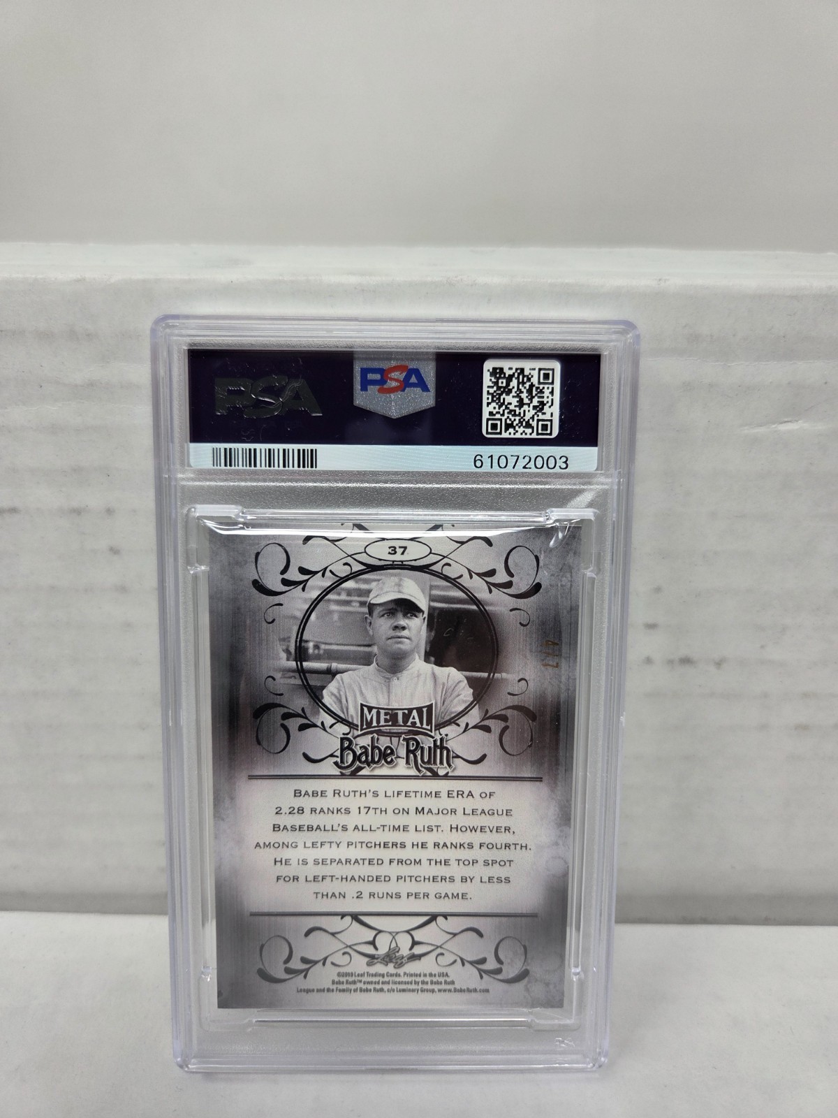 2019 Leaf Metal Green Wave Refractor BABE RUTH /7 PSA 10 Gem Mint view 3