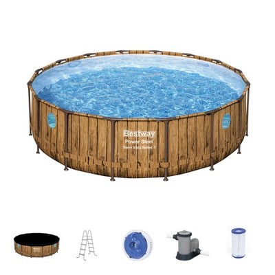 Bestway Power Steel Swim Vista 16' x 48'' Round Above Ground Swimming Pool Set