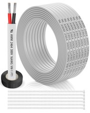16 Gauge Wire 2 Conductor Electrical 30FT, 16 AWG Flat 2 White