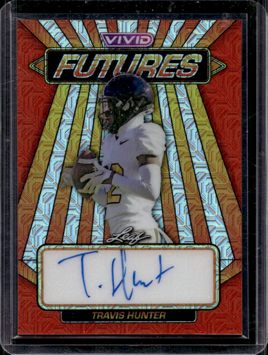 Travis Hunter 2024 Leaf Vivid #VF-TH1 Future Mojo Red Rookie Auto /8