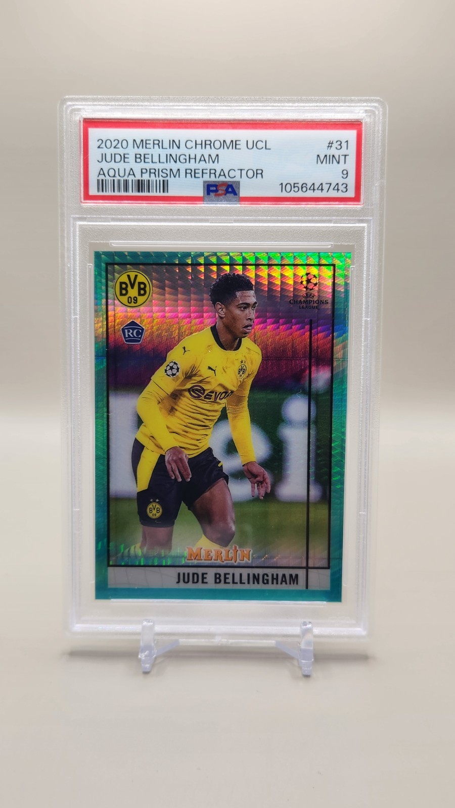 2020 Topps Merlin Chrome #31 Aqua Prism Refractor - Jude Bellingham (RC) PSA 9