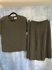 Vtg 80s 90s Kasper ASL Medallion Print Chiffon Skirt Set Sz 16 Pleated Two Piece