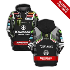 Custom Name Kawasaki Racing 3D Lightweight Hoodie For Men