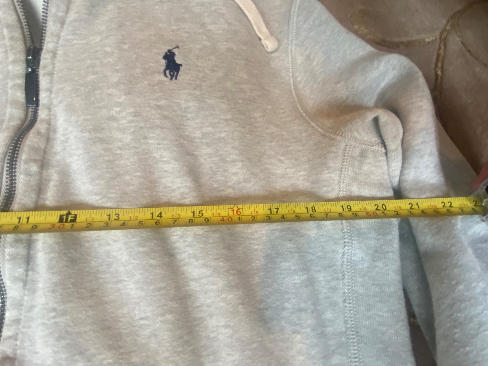 Men's POLO Ralph Lauren Double-Knit, Grey, Hooded Zip Sweatshirt, S/M, RRP: $145 image 3