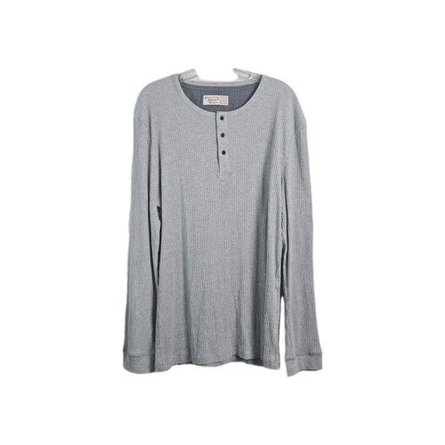 Penguin by Munsingwear Men's Gray Thermal Henley Size XL Waffle Knit Long Sleeve