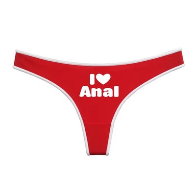 I LOVE ANAL Female Lingerie Girls G String Red Cotton Soft Underwear for Womens