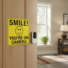 UV and Weather Resistant 'Smile You're On Camera' Stickers - 6 Pack of 6 Inches