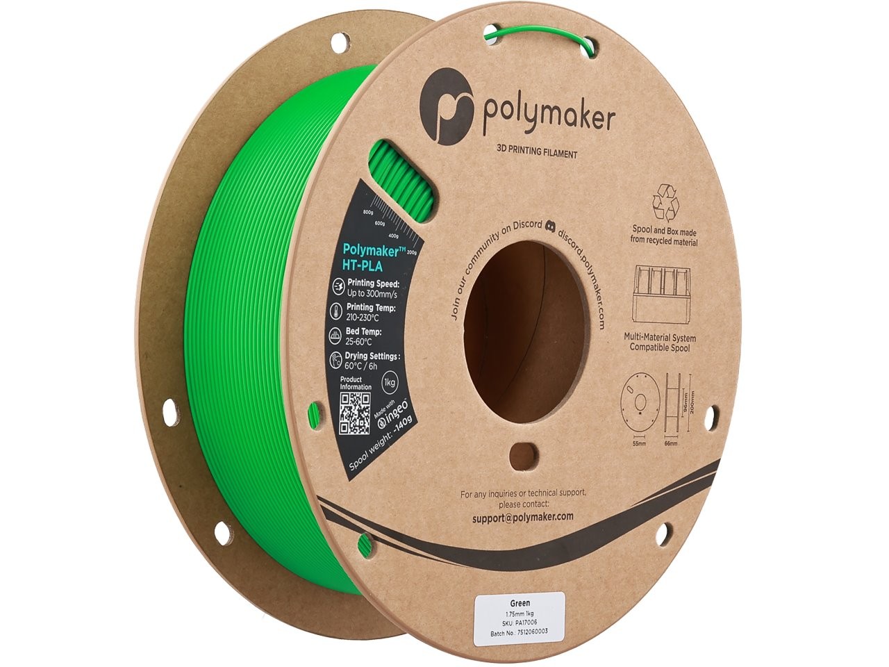 Polymaker PLA Filament HT-PLA Grün 1,75 mm 1 kg 3D Drucker - Bild 2