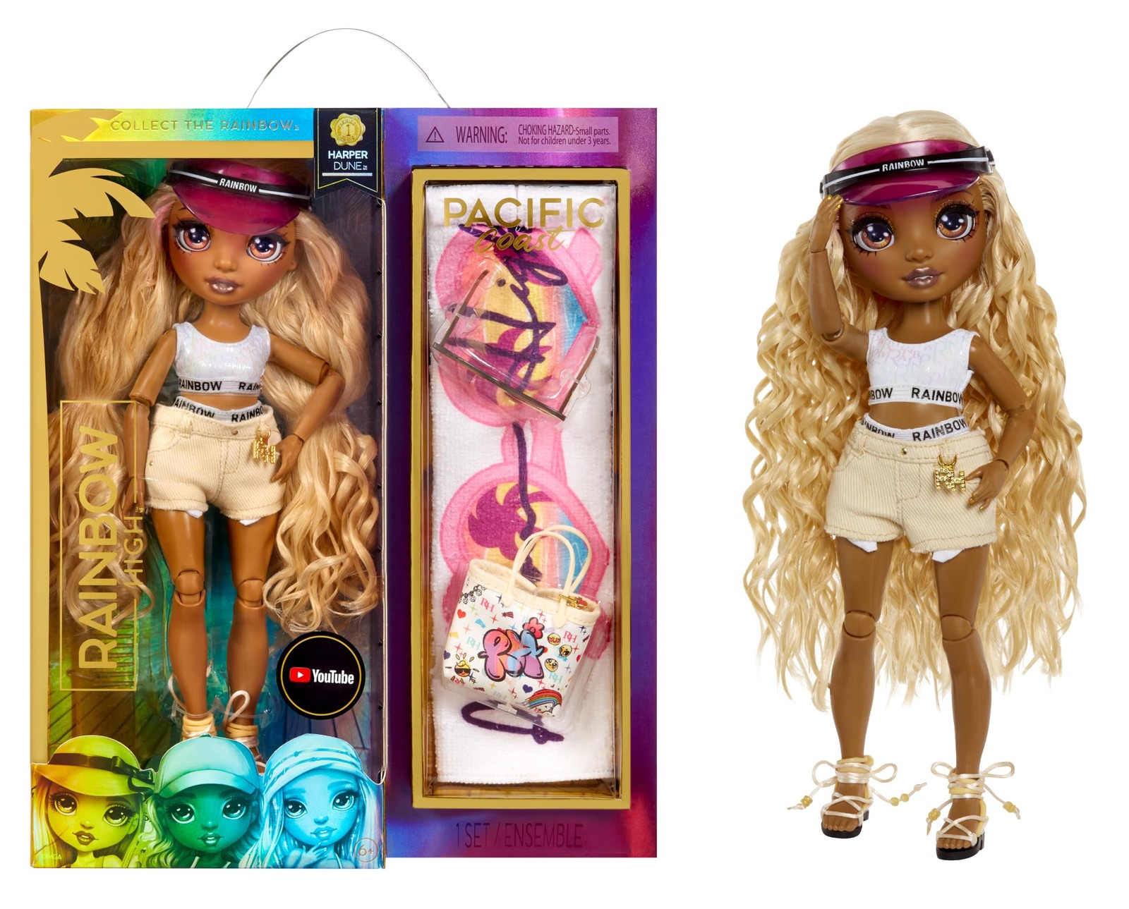 Rainbow High Pacific Coast Harper Dune- Sand (Light Yellow) Fashion Doll with