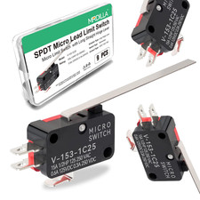9PCS Micro Limit Switch with Long Hinge Lever, SPDT 1NO 1NC, 15A 125/250VAC, V-1