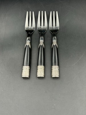 3 Inox EME Black and silver 18/10 dessert-appetizer forks Italy