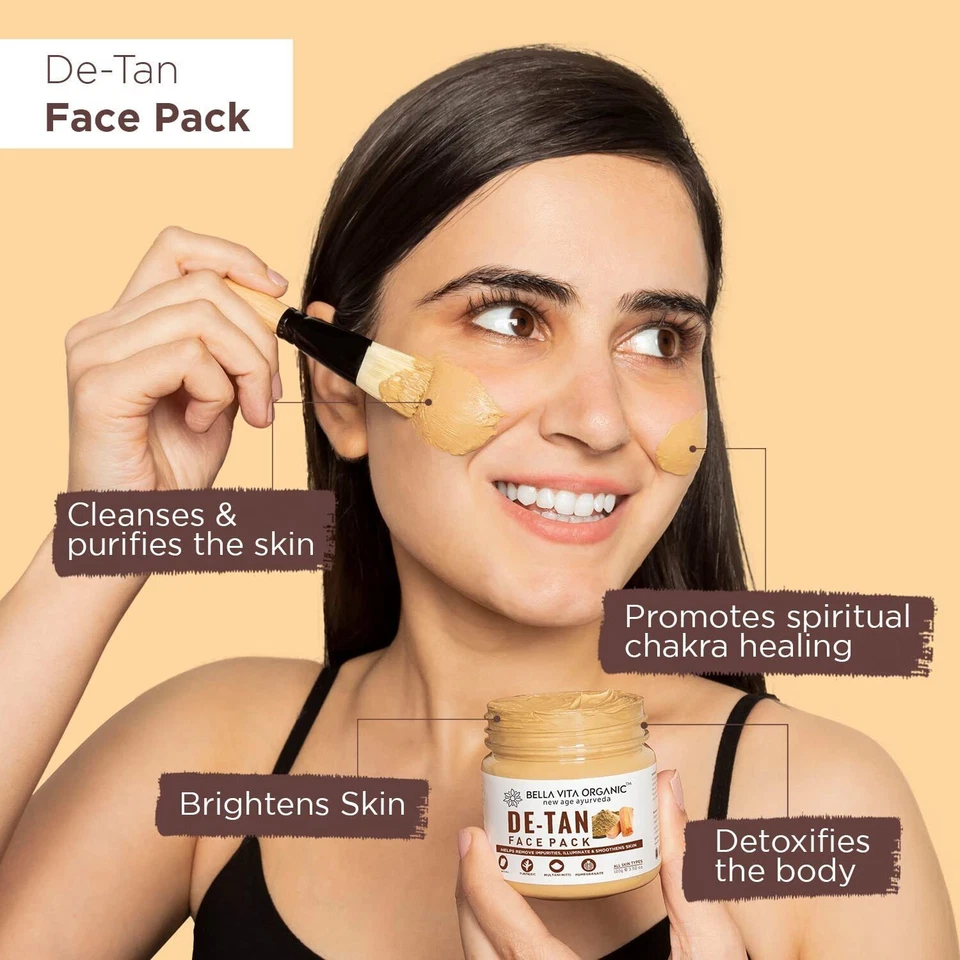 ALL NATURAL Organic De-Tan Removal Face Pack For Glowing Skin 100gm (Pack Of 1) - Image 3 of 4