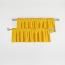 Yellow Valances 2 Panles Curtains Toppers Living Room Linen Textured 18 inch ...