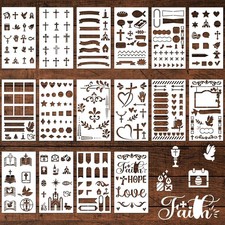 16 Pack Journaling Stencils Christian Decor for Diary Reusable Planner Stencils