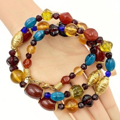 Liz Claiborne Designer High End Multi Color Lucite Beaded Necklace