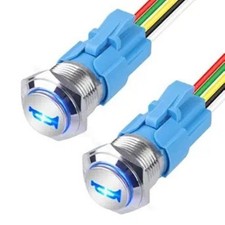 2Pcs Horn Button Switch, 16MM Momentary Push Button Switch LED Metal Horn Speake