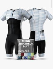 SLS3 Men's Triathlon Suit Short Sleeve Breathable Quick Dry Tri Suit Sky Blur, S