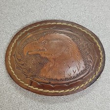 American Eagle Genuine Leather Belt Buckle Cowboy Western Trucker Rockabilly VTG