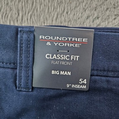 Roundtree & Yorke Mens Big Man Classic Fit Cloud Shorts Navy Blue 54 x 9 NEW NWT