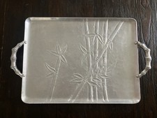 EVERLAST Forged Aluminum Serving Tray Bamboo Design Handles 12”x16” VTG 50s MCM