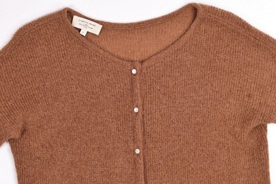 La Maille Sezane Super Kid Mohair Baby Alpaca Cardigan Sweater Brown Small