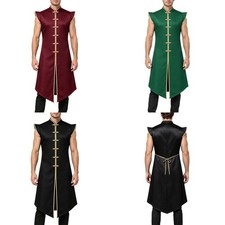 Men Waistcoat Cosplay Costume Medieval Theme Party Renaissance Coat Satin